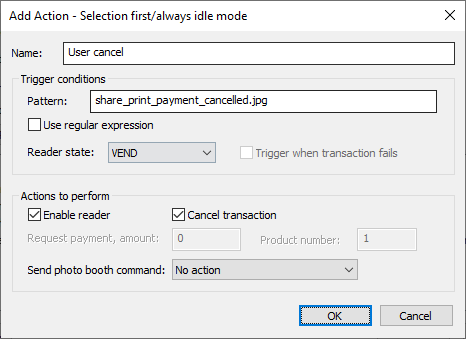 add action selection first ex2 user cancel